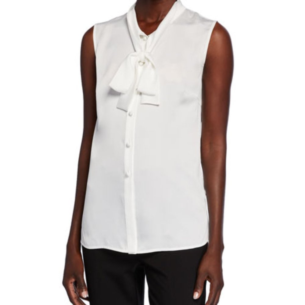 Sisley sleeveless white silk blouse